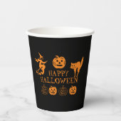 Happy Halloween Schwarz-Orange-Party Pappbecher (Vorderseite)