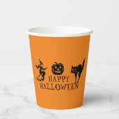 Happy Halloween Schwarz-Orange-Party Pappbecher (Rückseite)