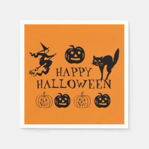 Happy Halloween schwarz-orange-schwarz-weißes Papi Serviette