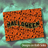 Happy Halloween schwarz-orange Typografie Postkarte