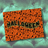 Happy Halloween schwarz-orange Typografie Postkarte