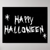 Happy Halloween Schwarz-weiße beängstigende Typogr Poster (Vorne)