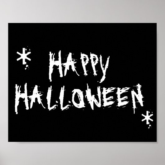 Happy Halloween Schwarz-weiße beängstigende Typogr Poster (Vorne)
