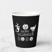 Happy Halloween Schwarz-weiße Leckerei Pappbecher (Vorderseite)
