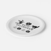 Happy Halloween Schwarz-weiße Leckerei Pappteller (Schrägansicht)