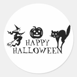 Happy Halloween Schwarz-weiße Leckerei Runder Aufkleber