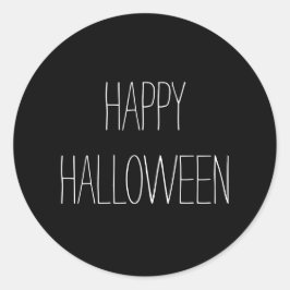 Happy Halloween Schwarz-weiße, spitzige, handgesch Runder Aufkleber