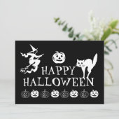 Happy Halloween Schwarz-weiße spooky niedlich Einladung (Stehend Vorderseite)