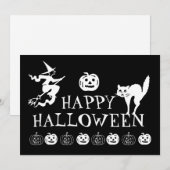 Happy Halloween Schwarz-weiße spooky niedlich Einladung (Vorne/Hinten)