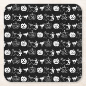 Happy Halloween Schwarz-weiße, sprichwörtliche Dek Rechteckiger Pappuntersetzer (Vorderseite)