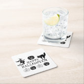 Happy Halloween Schwarz-weiße, sprichwörtliche Dek Rechteckiger Pappuntersetzer (Vor Ort)