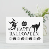 Happy Halloween Schwarz-weiße Weihnachtskarte Feiertagskarte (Stehend Vorderseite)