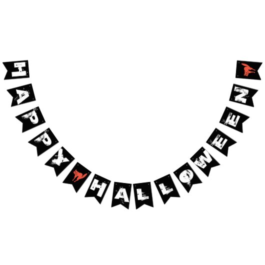 Happy Halloween Schwarz-weißes Orange Party Wimpelkette (Alle)