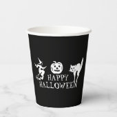 Happy Halloween Schwarz-weißes Party Pappbecher (Rückseite)