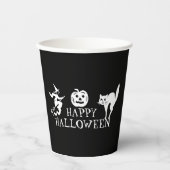 Happy Halloween Schwarz-weißes Party Pappbecher (Vorderseite)