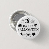 Happy Halloween Schwarz-weißes, spitziges Kostüm Button (Vorne & Hinten)