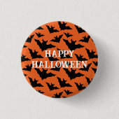Happy Halloween schwarze Fledermäuse Orangenhahn Button (Vorderseite)