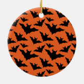 Happy Halloween schwarze Fledermäuse Orangenhahn Keramik Ornament (Hinten)