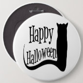 "HAPPY HALLOWEEN" SCHWARZE KATZE BUTTON (Vorne & Hinten)