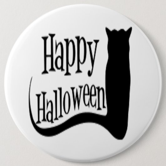 "HAPPY HALLOWEEN" SCHWARZE KATZE BUTTON (Vorderseite)