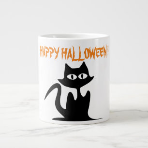 "HAPPY HALLOWEEN" SCHWARZE KATZE Jumbo-Tasse