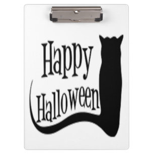 "HAPPY HALLOWEEN" SCHWARZE KATZE KLEMMBRETT