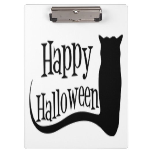 "HAPPY HALLOWEEN" SCHWARZE KATZE KLEMMBRETT (Vorderseite)