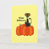 Happy Halloween, schwarze Katze/Kürbis, Karte (Vorderseite)