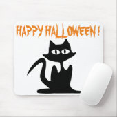 "HAPPY HALLOWEEN" SCHWARZE KATZE MOUSEPAD (Mit Mouse)