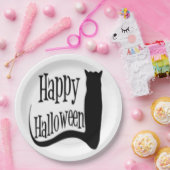 "HAPPY HALLOWEEN" SCHWARZE KATZE PAPPTELLER (Party)