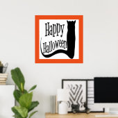 "HAPPY HALLOWEEN" SCHWARZE KATZE POSTER (Heimbüro)