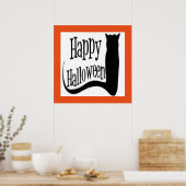 "HAPPY HALLOWEEN" SCHWARZE KATZE POSTER (Küche)