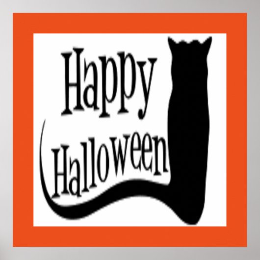 "HAPPY HALLOWEEN" SCHWARZE KATZE POSTER (Vorne)