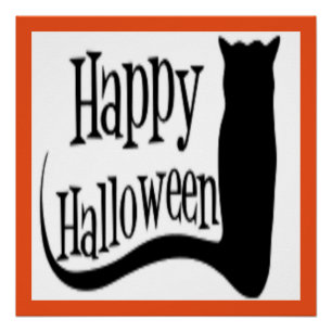 "HAPPY HALLOWEEN" SCHWARZE KATZE POSTER