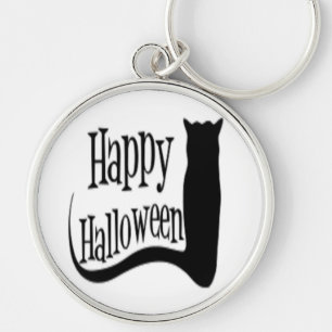 "HAPPY HALLOWEEN" SCHWARZE KATZE SCHLÜSSELANHÄNGER