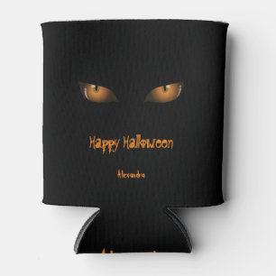 Happy Halloween Schwarze Orangen Augen Dosenkühler