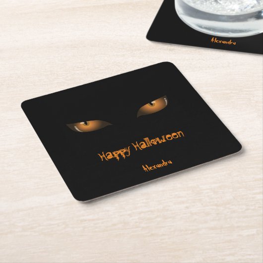 Happy Halloween | Schwarze Orangen Augen Rechteckiger Pappuntersetzer (angewinkelt)