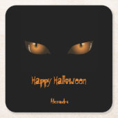 Happy Halloween | Schwarze Orangen Augen Rechteckiger Pappuntersetzer (Vorderseite)
