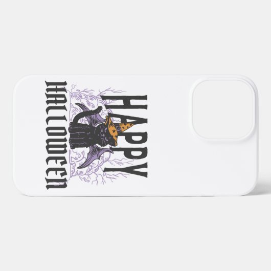 HAPPY HALLOWEEN SCHWARZEN KATZE BAT WINGS iPhone HÜLLE (Rückseite (Horizontal))