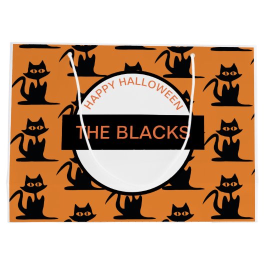 HAPPY HALLOWEEN SCHWARZEN KATZKATZPAPIER GROßE GESCHENKTÜTE (Rückseite)