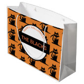 HAPPY HALLOWEEN SCHWARZEN KATZKATZPAPIER GROßE GESCHENKTÜTE (Rückseite Schrägansicht)