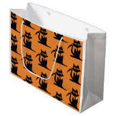 HAPPY HALLOWEEN SCHWARZEN KATZKATZPAPIER GROßE GESCHENKTÜTE (Vorderseite Schrägansicht)