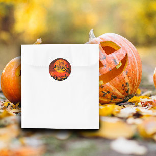 Happy halloween schwarzer Hexenmond Runder Aufkleber