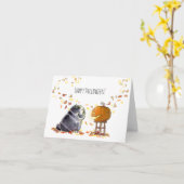 Happy Halloween Schwarzer Mops Jack-o-Laterne-Kart Karte (Gelbe Blume)