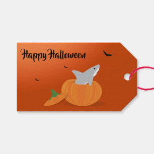 Happy Halloween Shark Pumpkin Bats Orange Geschenkanhänger