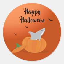 Happy Halloween Shark Pumpkin Bats Orange
