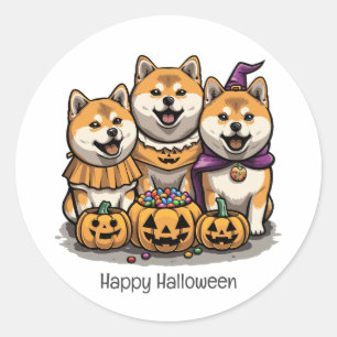 Happy Halloween Shiba Inu Hunde Runder Aufkleber