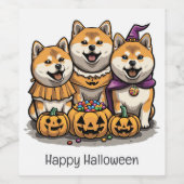 Happy Halloween Shiba Inu Hunde Weinetikett (Einzelnes Label)