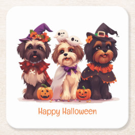Happy Halloween Shih Tzu Dogs Rechteckiger Pappuntersetzer