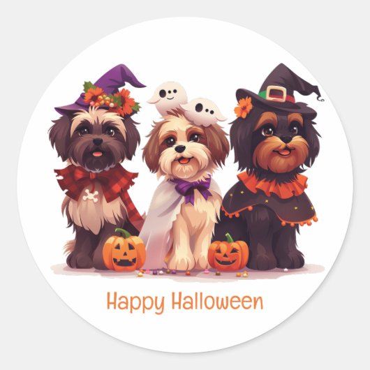 Happy Halloween Shih Tzu Dogs Runder Aufkleber (Vorderseite)